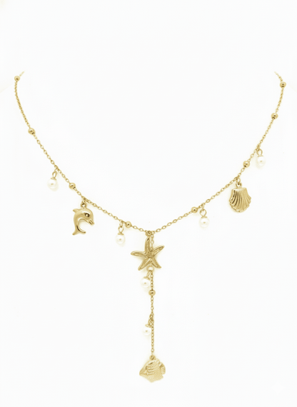 Gold Multicharm Ocean Treasures Necklace - ZIORF