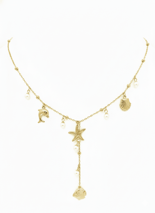 Gold Multicharm Ocean Treasures Necklace - ZIORF