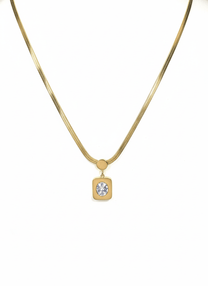 Gold Radiant Square Pendant Necklace - ZIORF