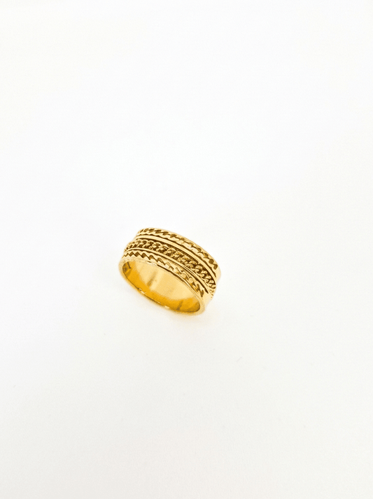 Gold Textured Band Ring - ZIORF