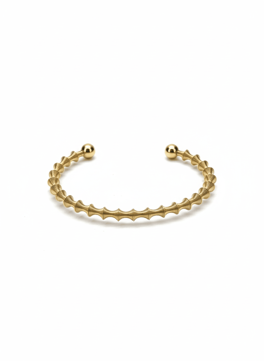 Gold Textured Coil Cuff Bracelet - ZIORF