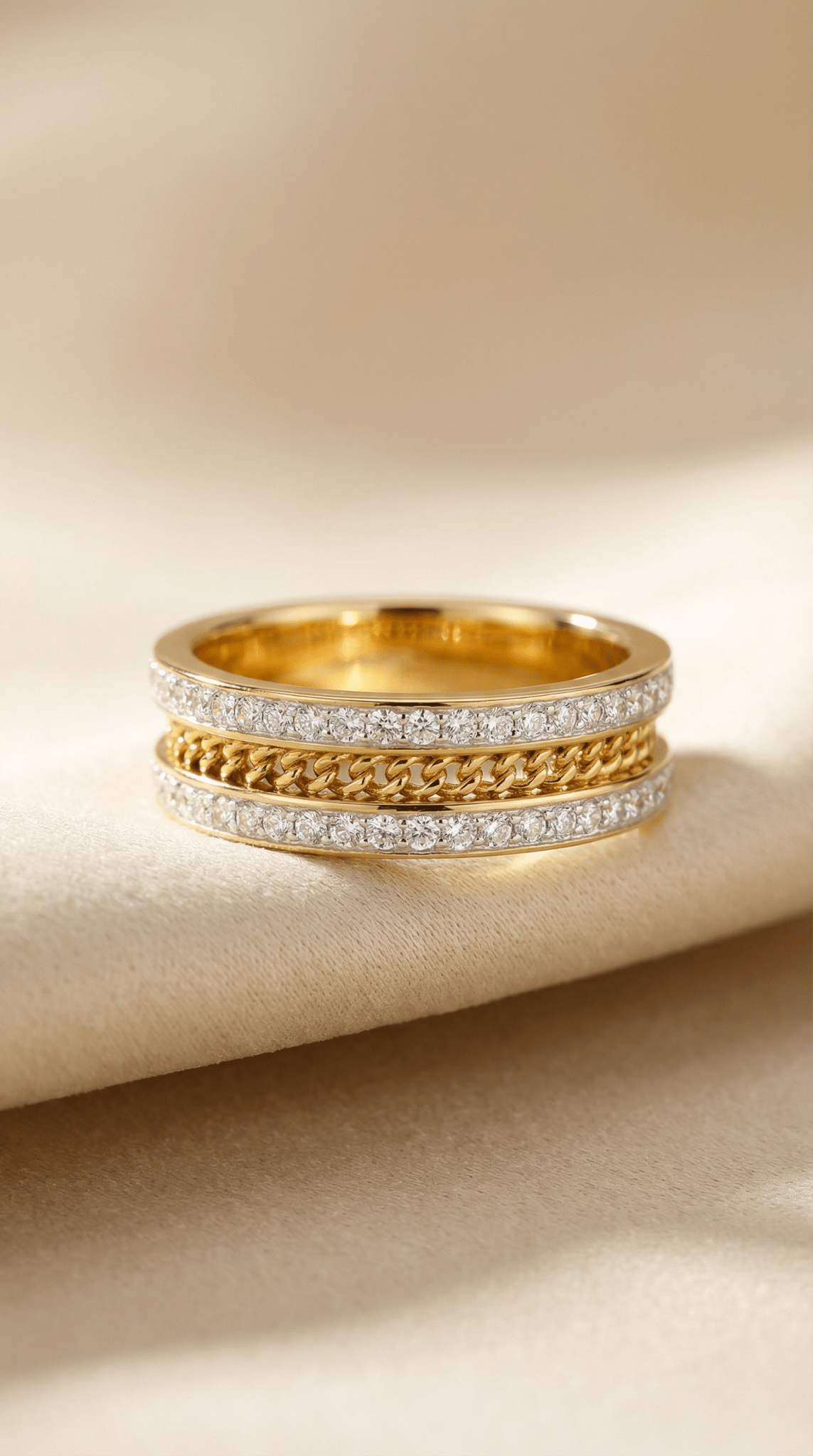 Gold Triple CZ Band Ring - ZIORF