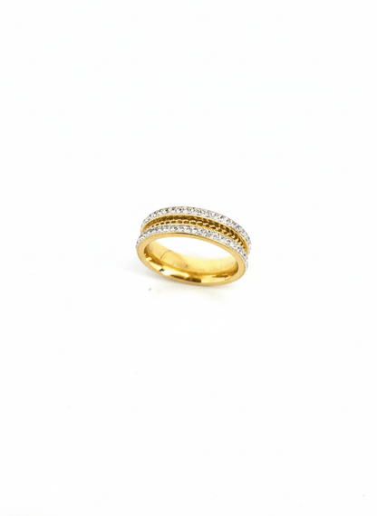 Gold Triple CZ Band Ring - ZIORF