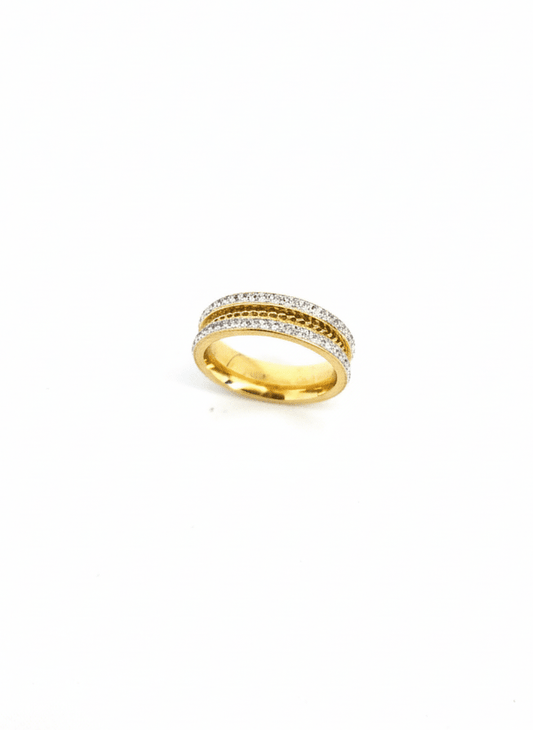 Gold Triple CZ Band Ring - ZIORF