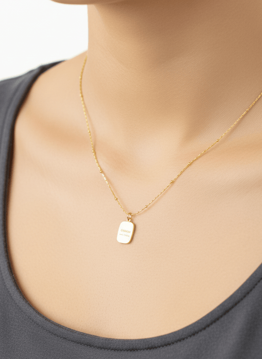 Golden Charm Tag Necklace - ZIORF