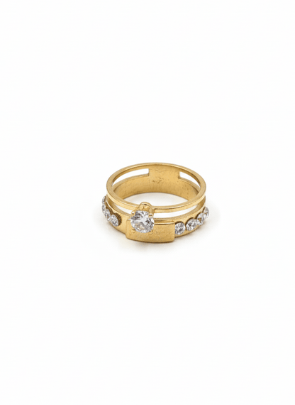 Golden Crystal Band Ring - ZIORF