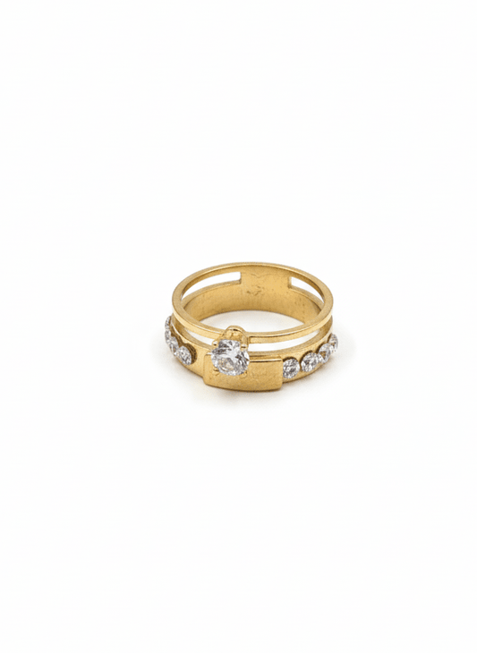 Golden Crystal Band Ring - ZIORF