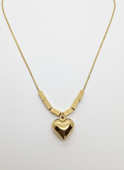 Golden Geo-Heart Pendant Necklace - ZIORF