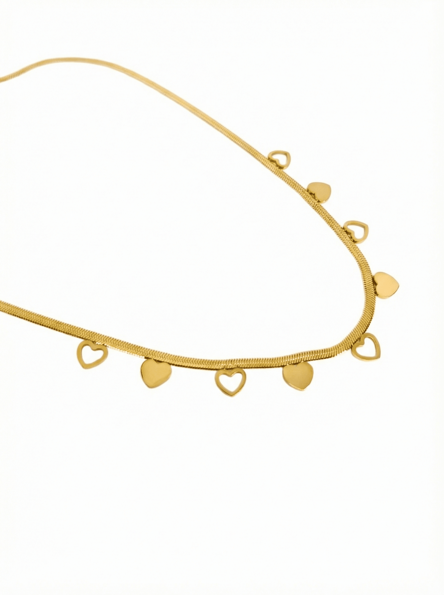 Golden Heart Charm Snake Necklace - ZIORF
