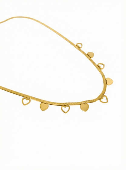 Golden Heart Charm Snake Necklace - ZIORF