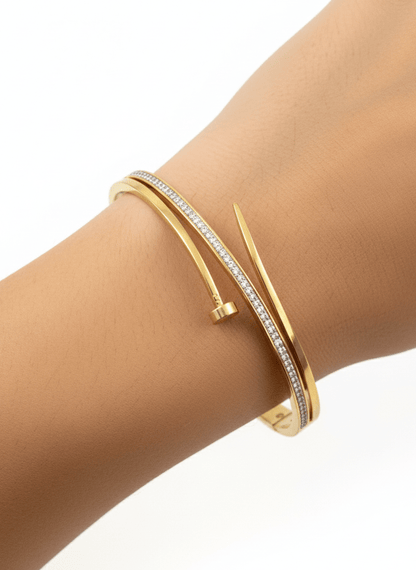 Golden Nail Pavé Cuff Bracelet - ZIORF