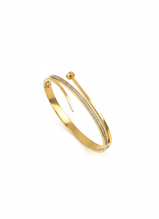 Golden Nail Pavé Cuff Bracelet - ZIORF