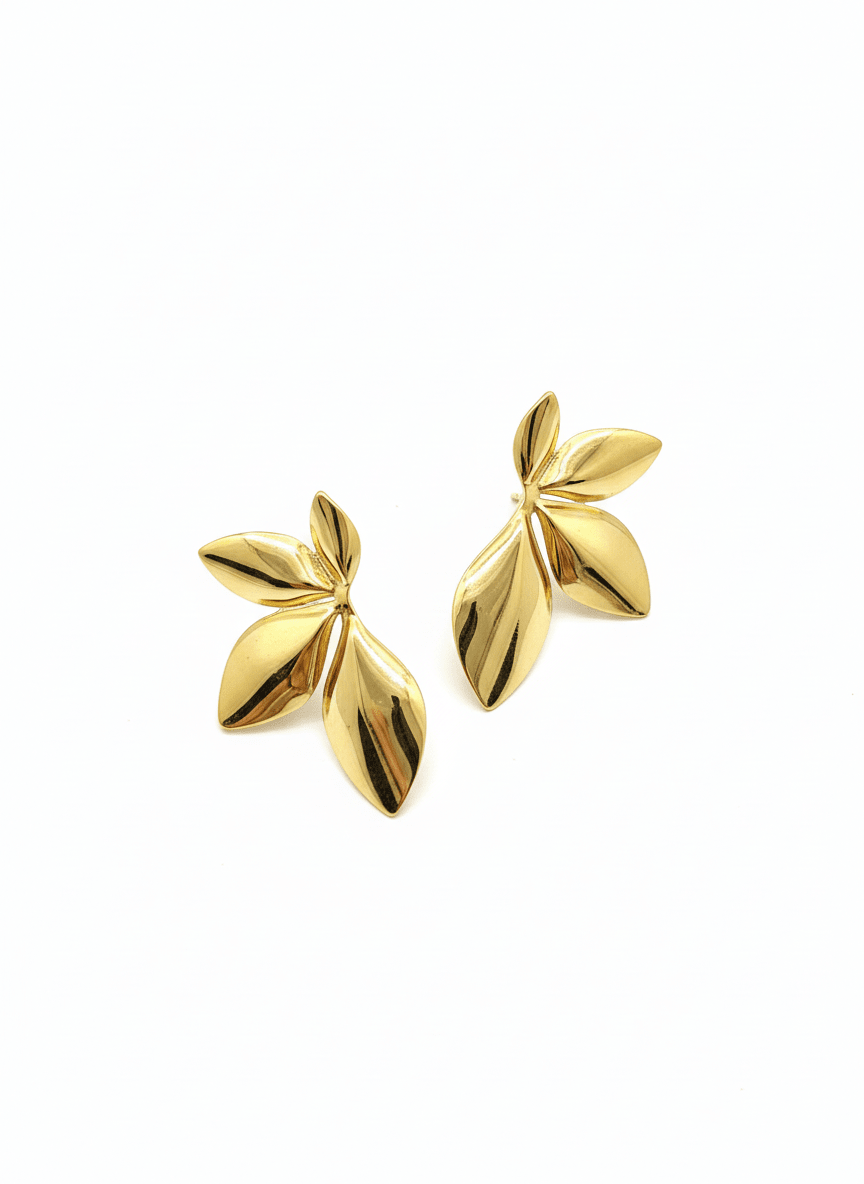 Golden Petal Sculpture Earrings - ZIORF
