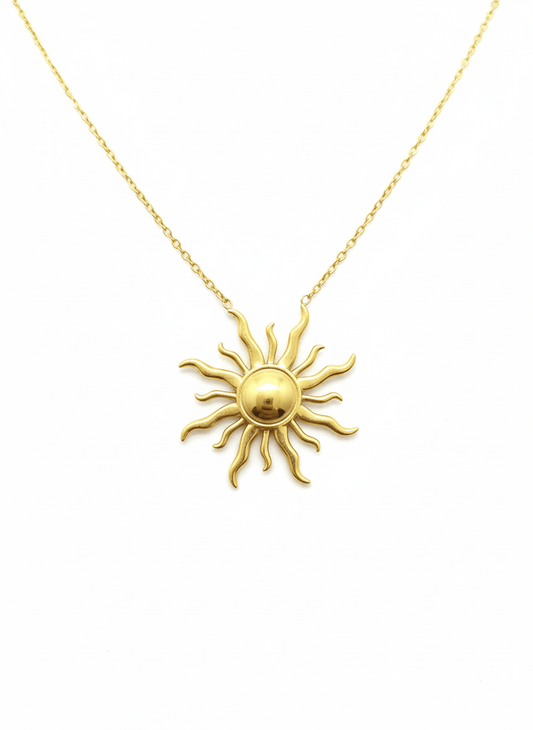 Golden Radiance Sun Pendant Necklace - ZIORF