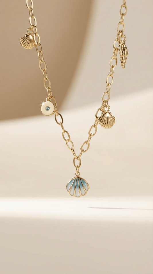 Golden Seashell Charm Necklace - ZIORF