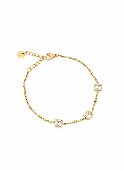 Golden Trio Princess-Cut Bracelet - ZIORF