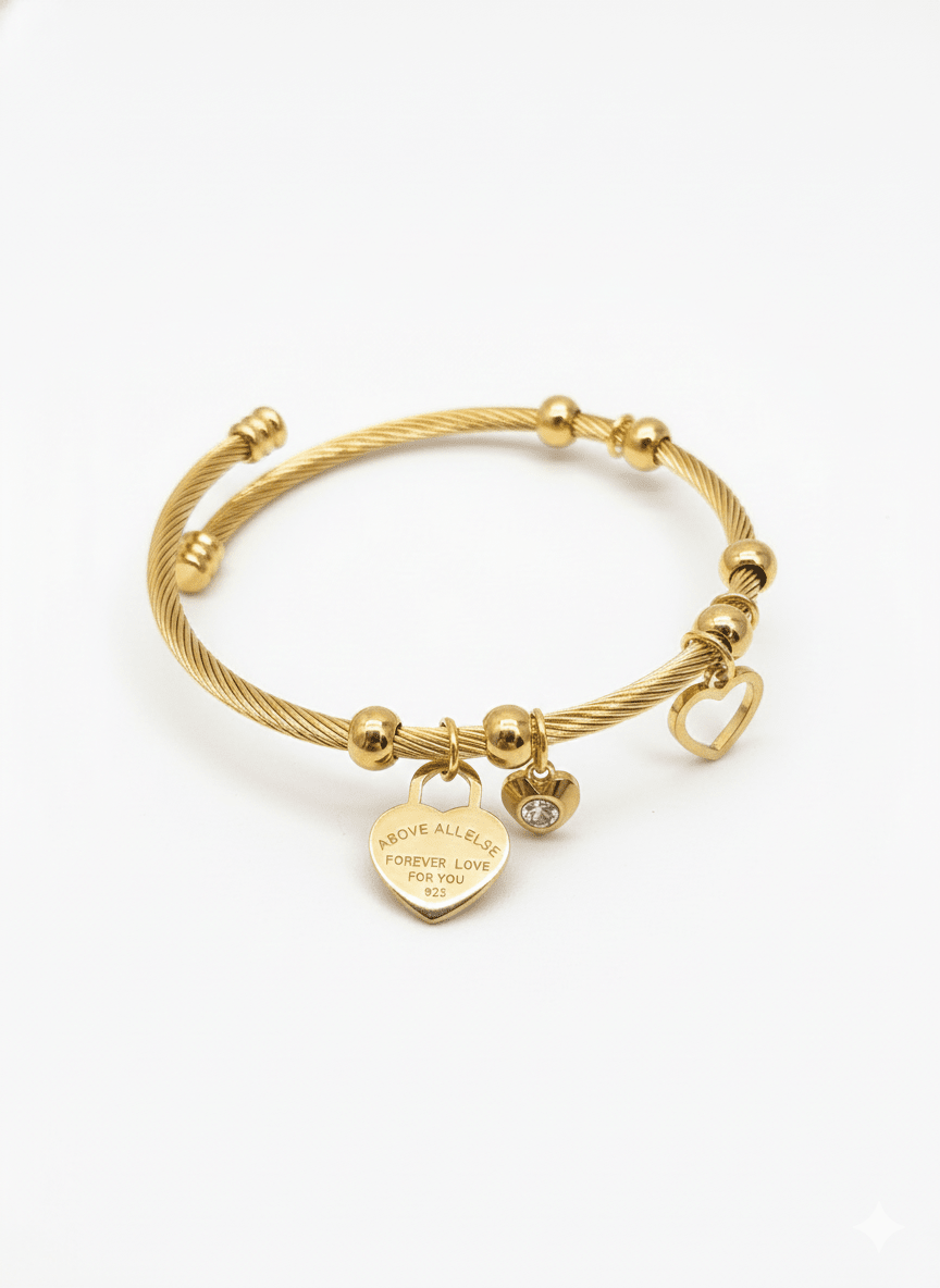 Heart Charm Cable Bracelet - ZIORF