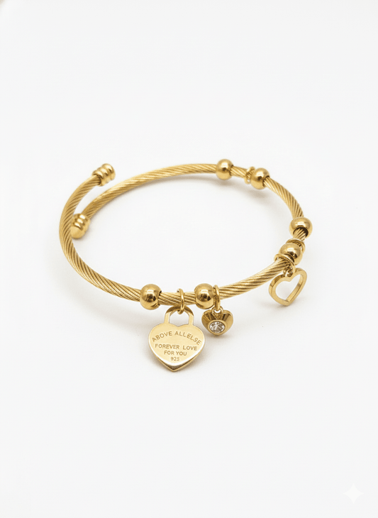 Heart Charm Cable Bracelet - ZIORF