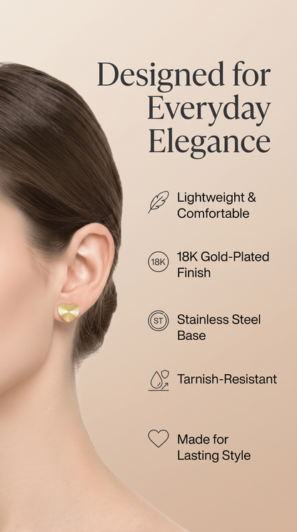 Gold Heart Sunburst Stud Earrings – Minimal Jewellery Australia