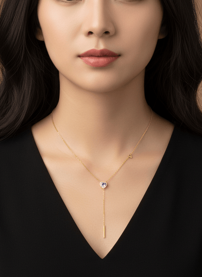 Love-Link Heart Drop Necklace - ZIORF