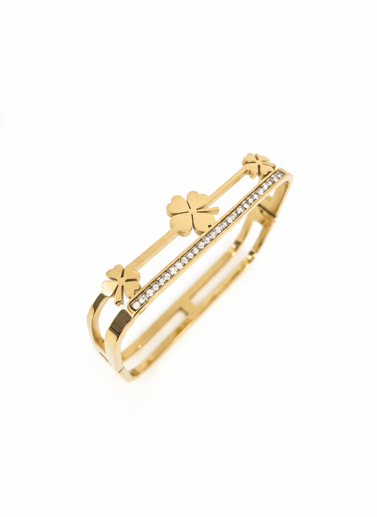 Lucky Clover Crystal Bangle - ZIORF