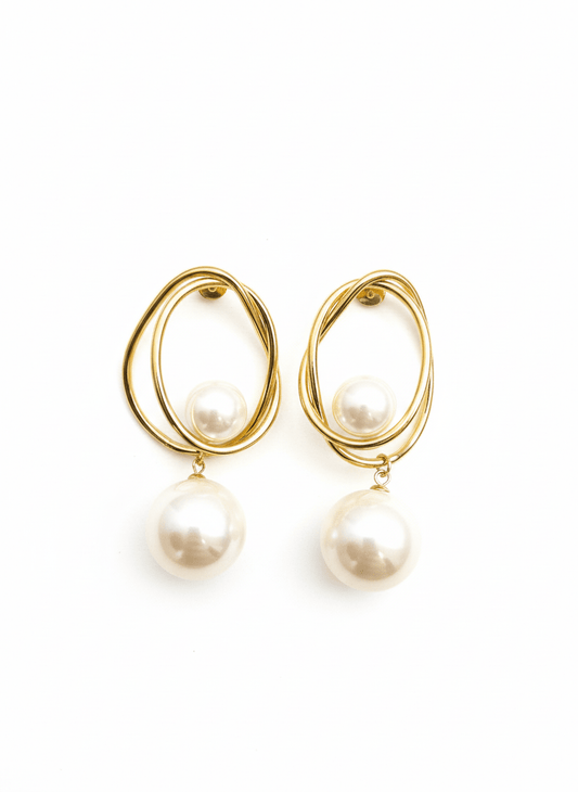 Luminous Orbit Pearl Earrings - ZIORF