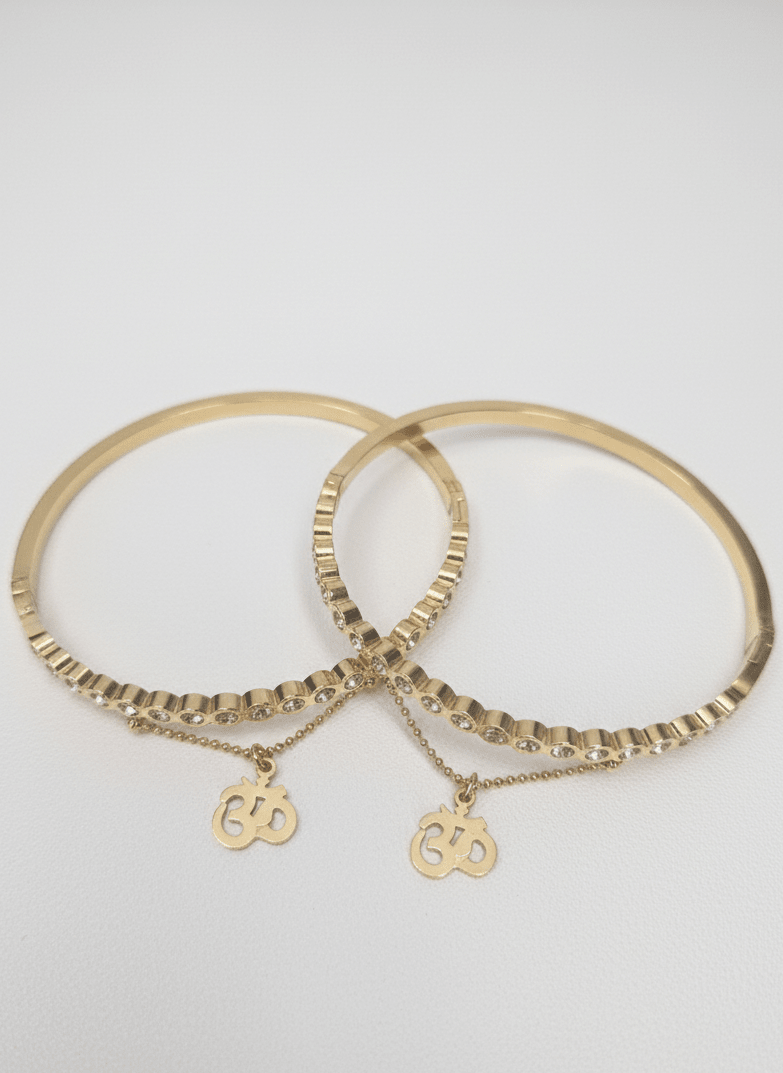 Om Charm Crystal Bangle - ZIORF