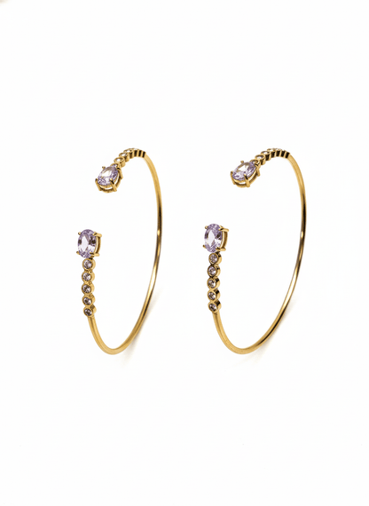 Oval Crystal Open Bangle - ZIORF