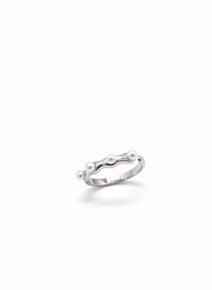 Pearl Wave Silver Ring - ZIORF