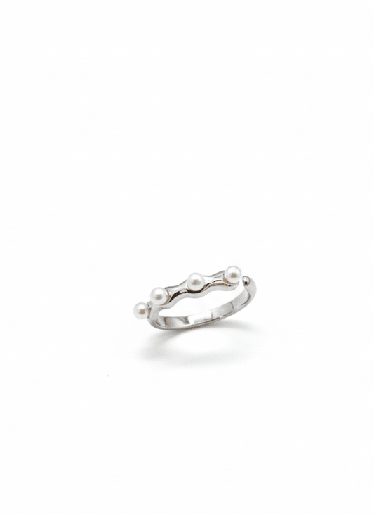Pearl Wave Silver Ring - ZIORF