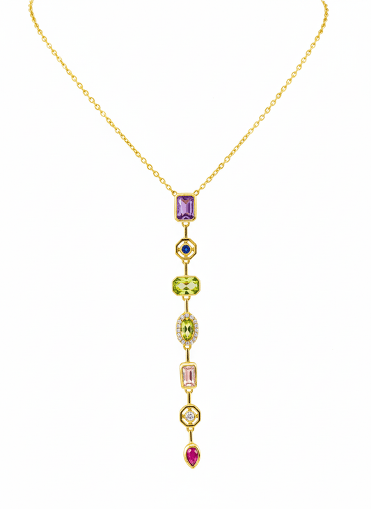 Prism Cascade Multicolour Drop Necklace - ZIORF