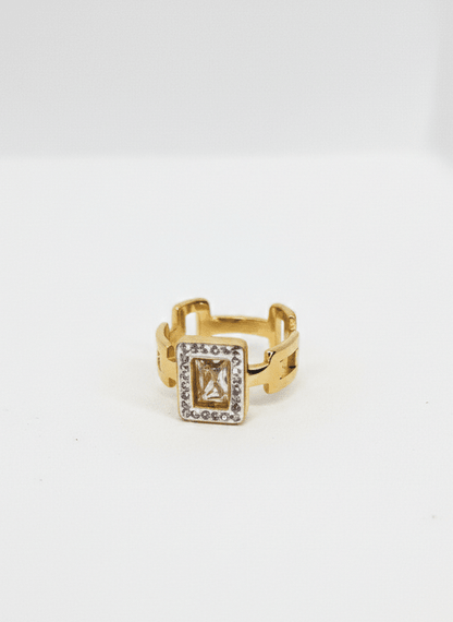 Rectangular Crystal Chain-Link Ring - ZIORF