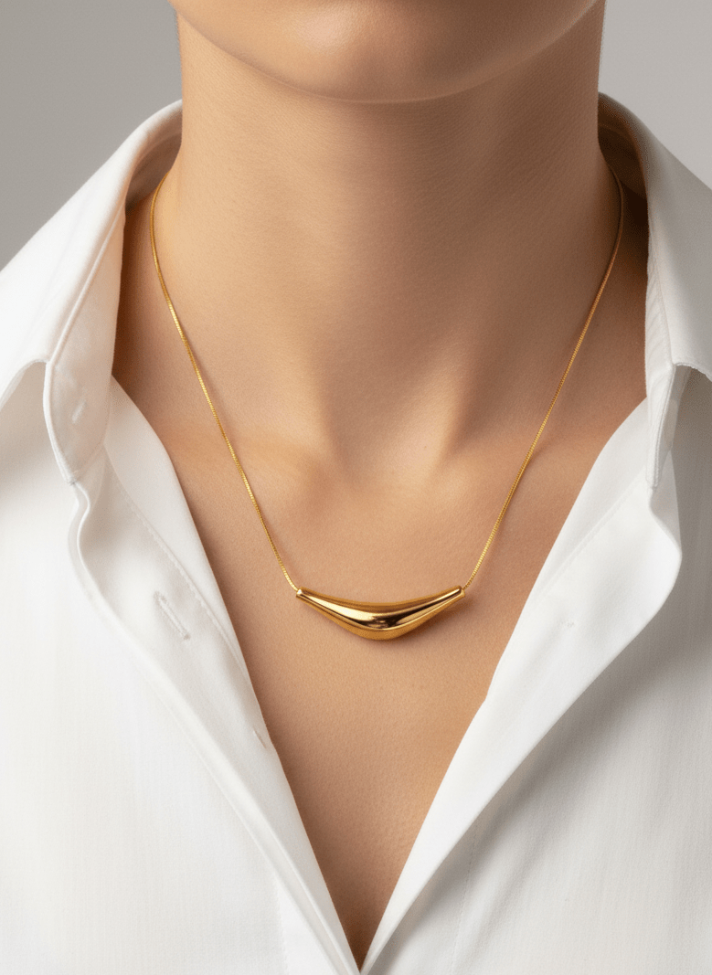 Sculpted Curve Bar Necklace - ZIORF