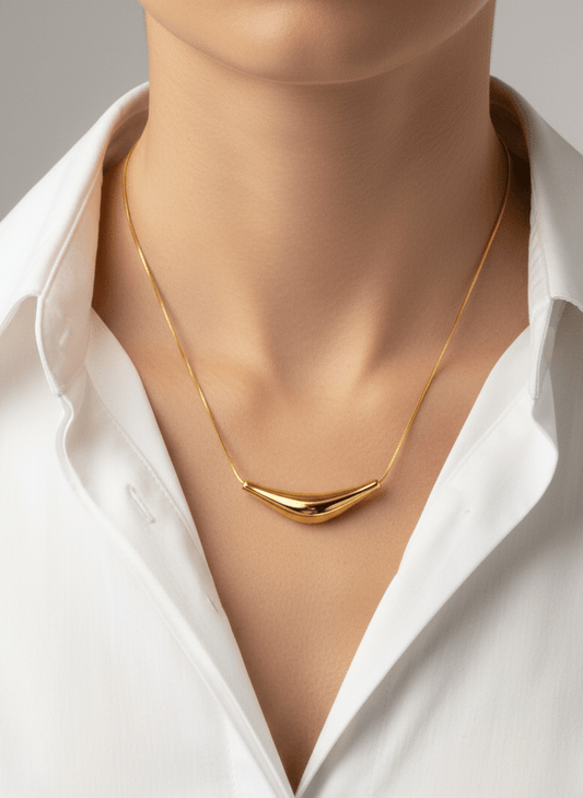Sculpted Curve Bar Necklace - ZIORF
