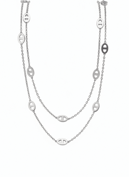 Silver Double-Layer Link Necklace - ZIORF