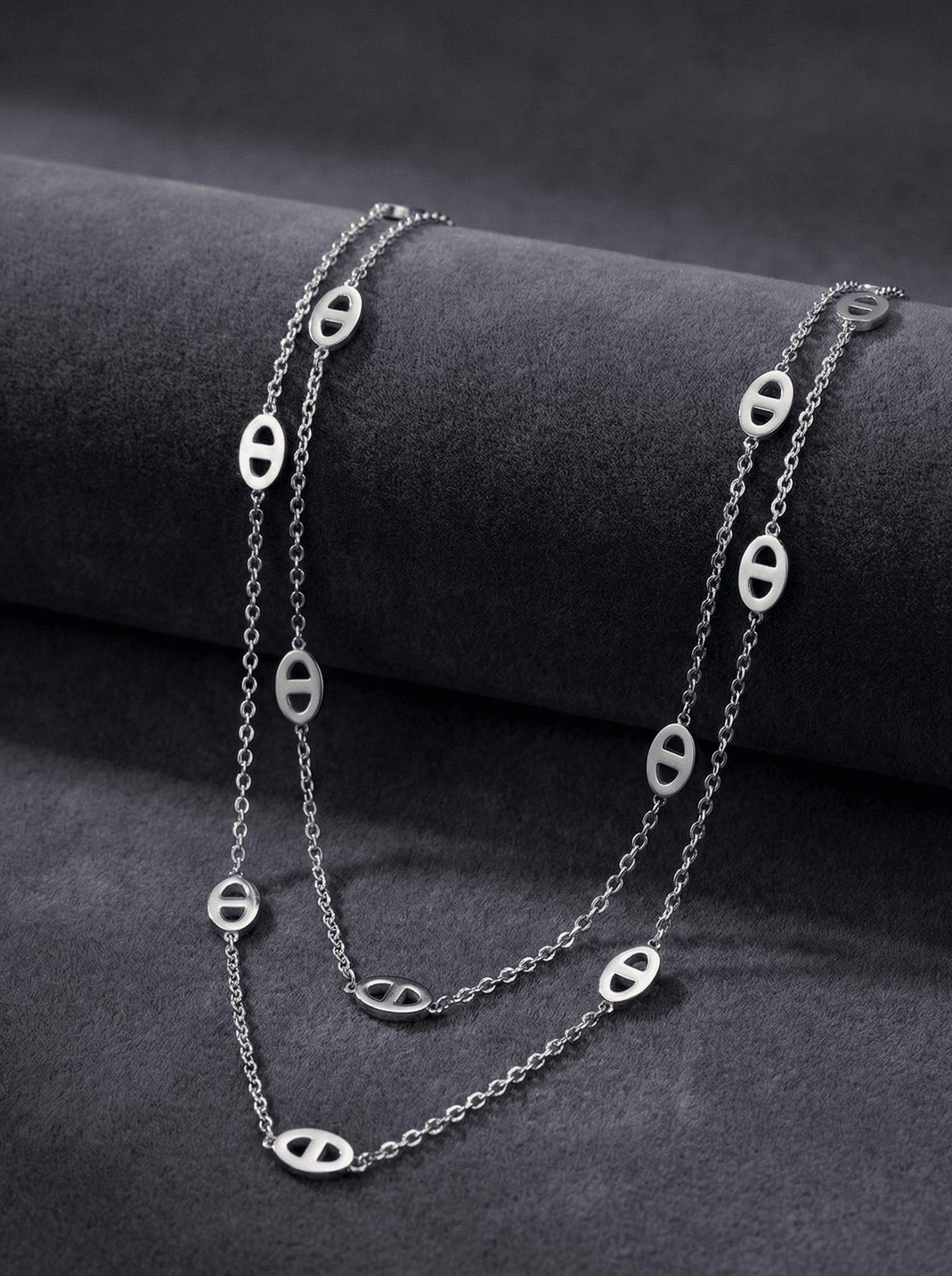 Silver Double-Layer Link Necklace - ZIORF