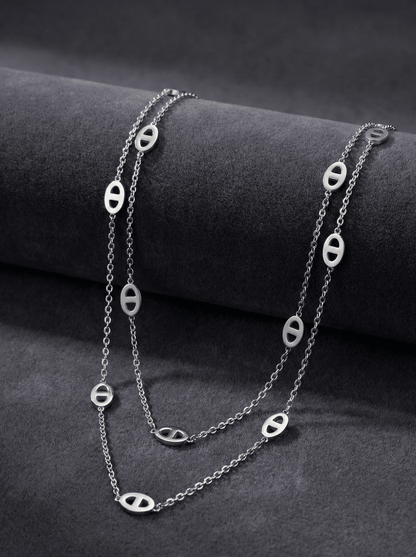 Silver Double-Layer Link Necklace - ZIORF
