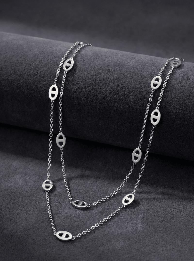Silver Double-Layer Link Necklace - ZIORF