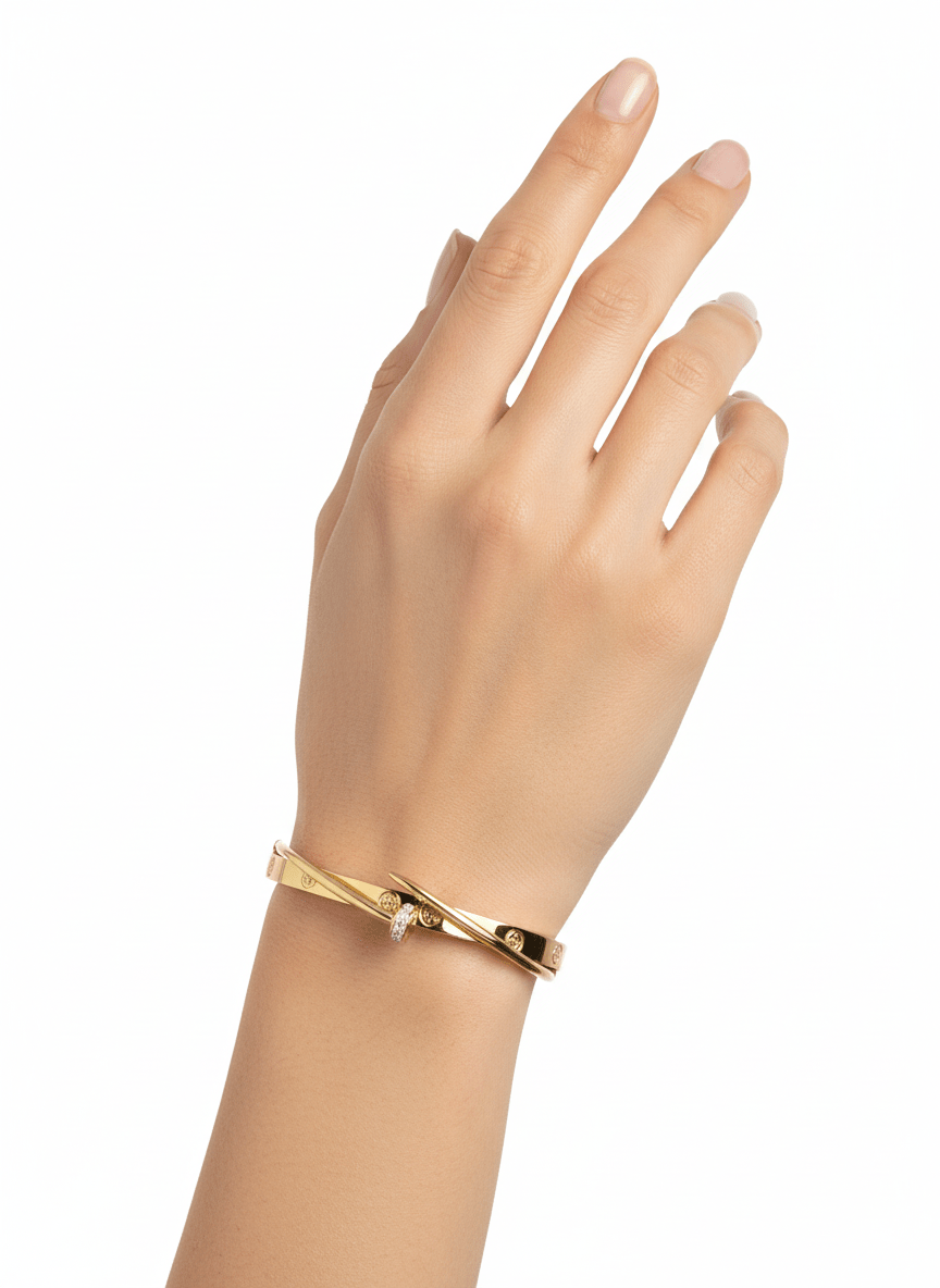 Silver & Gold Eclipse Crystal Bangle - ZIORF