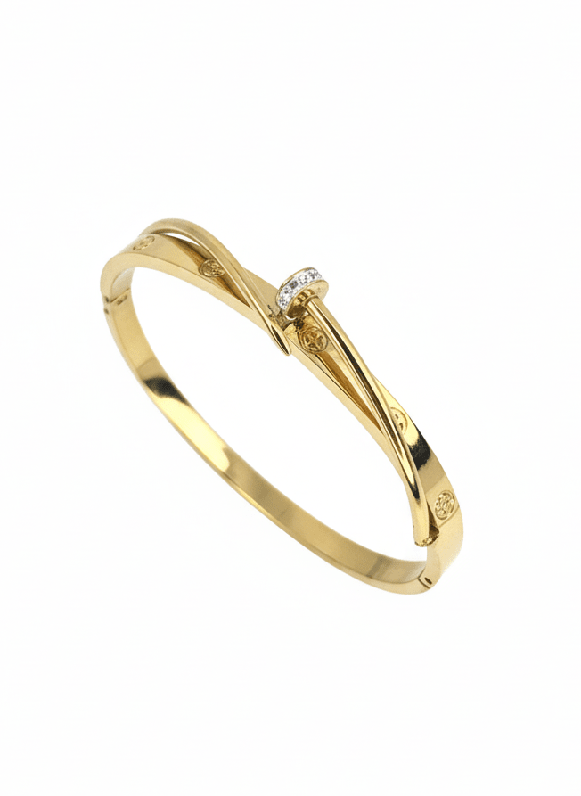 Silver & Gold Eclipse Crystal Bangle - ZIORF