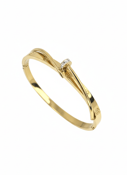 Silver & Gold Eclipse Crystal Bangle - ZIORF