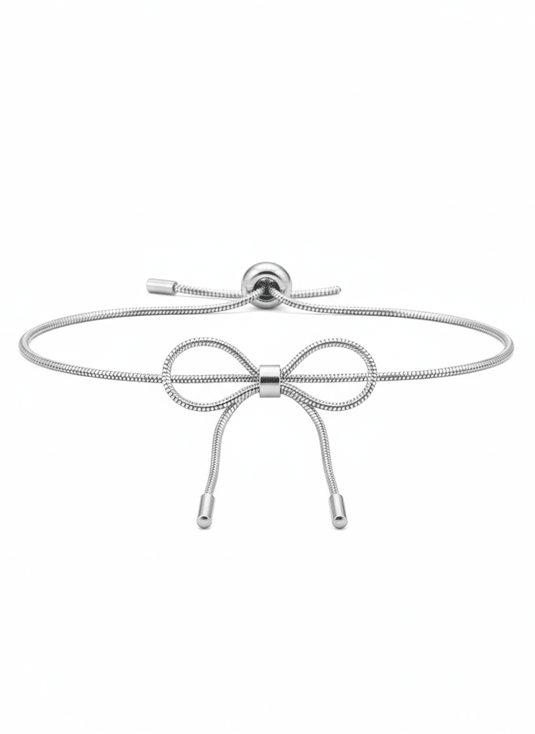 Silver Sleek Bow Slider Bracelet - ZIORF