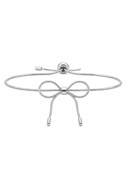 Silver Sleek Bow Slider Bracelet - ZIORF