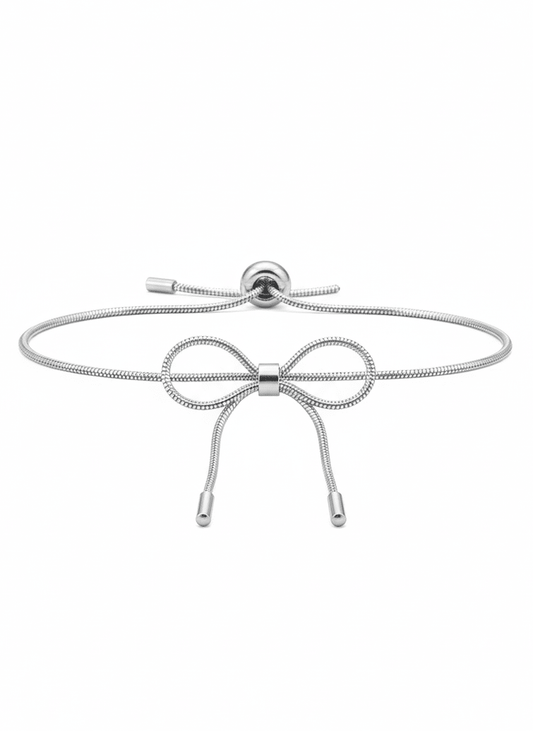Silver Sleek Bow Slider Bracelet - ZIORF