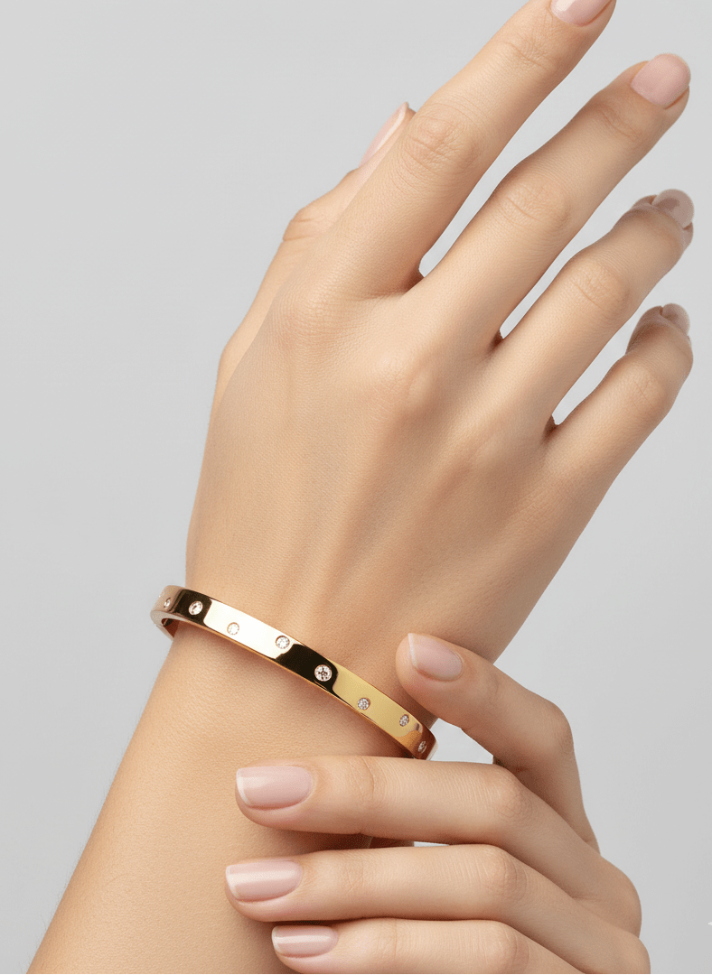Sparkle Dot Classic Gold Bangle - ZIORF