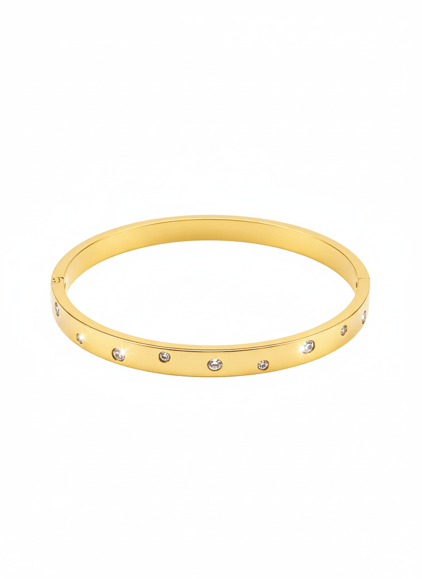 Sparkle Dot Classic Gold Bangle - ZIORF