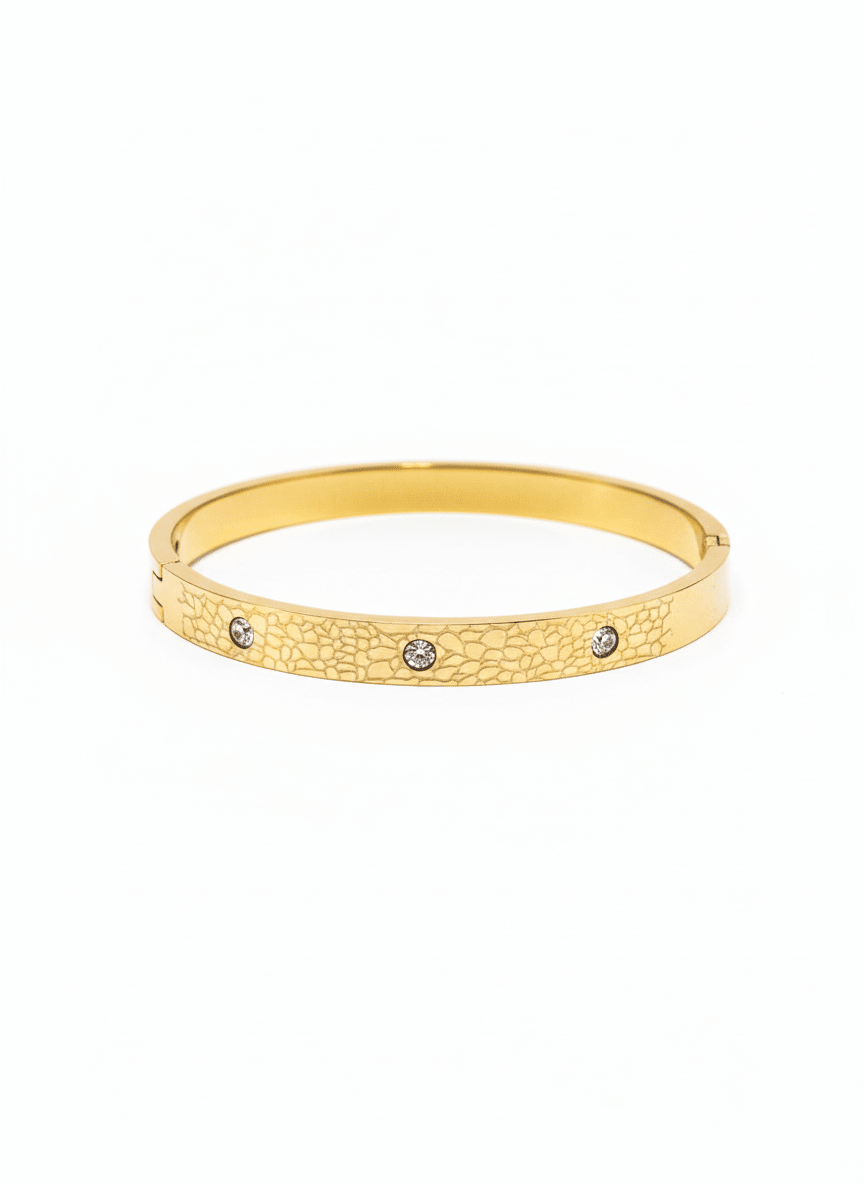 Textured Luxe Crystal Bangle - ZIORF