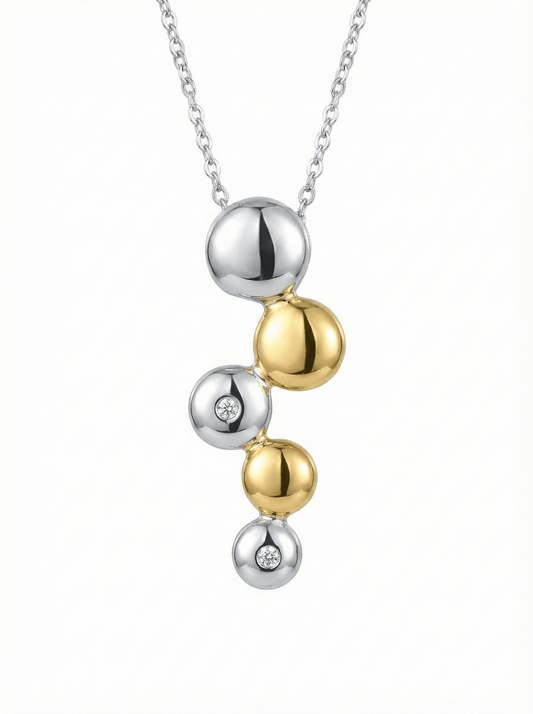 Two-Tone Bubble Droplet Necklace - ZIORF