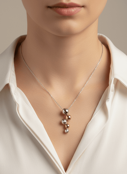 Two-Tone Bubble Droplet Necklace - ZIORF
