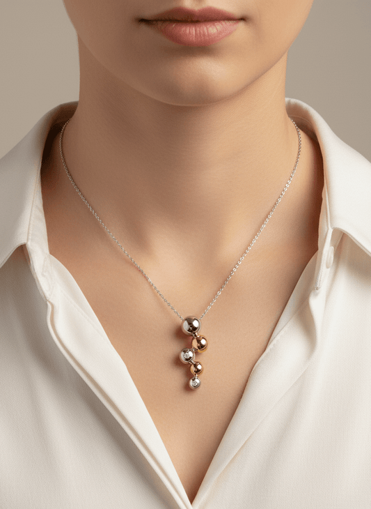 Two-Tone Bubble Droplet Necklace - ZIORF